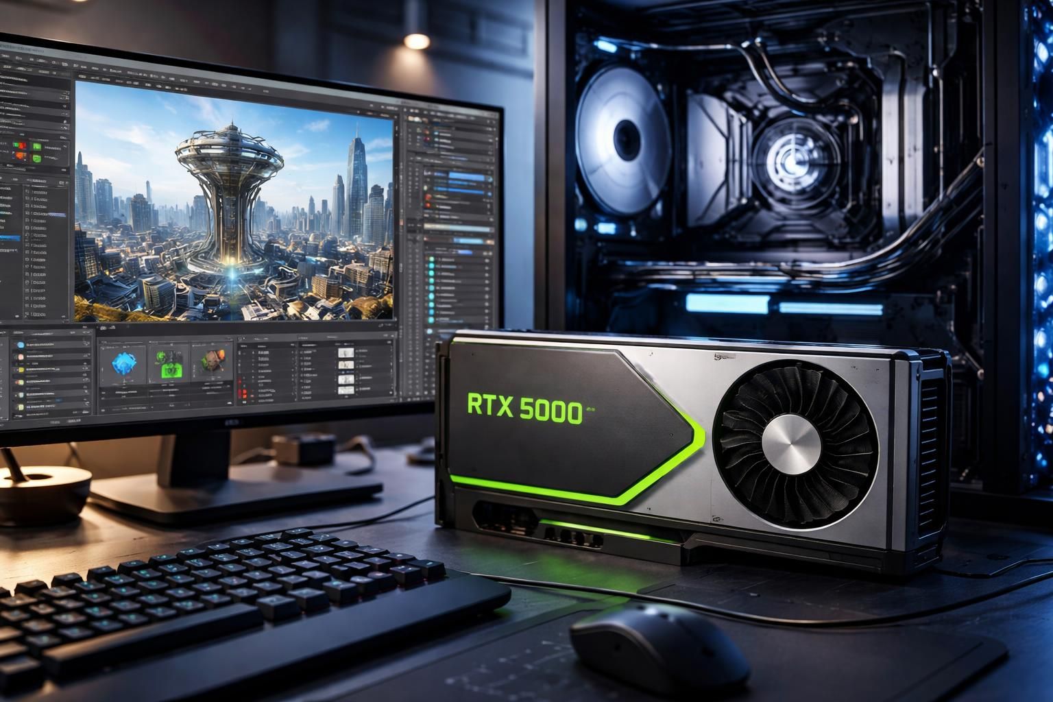 découvrez les performances de la carte graphique professionnelle rtx 5000, idéale pour les applications exigeantes en rendu 3d, modélisation et calcul intensif.